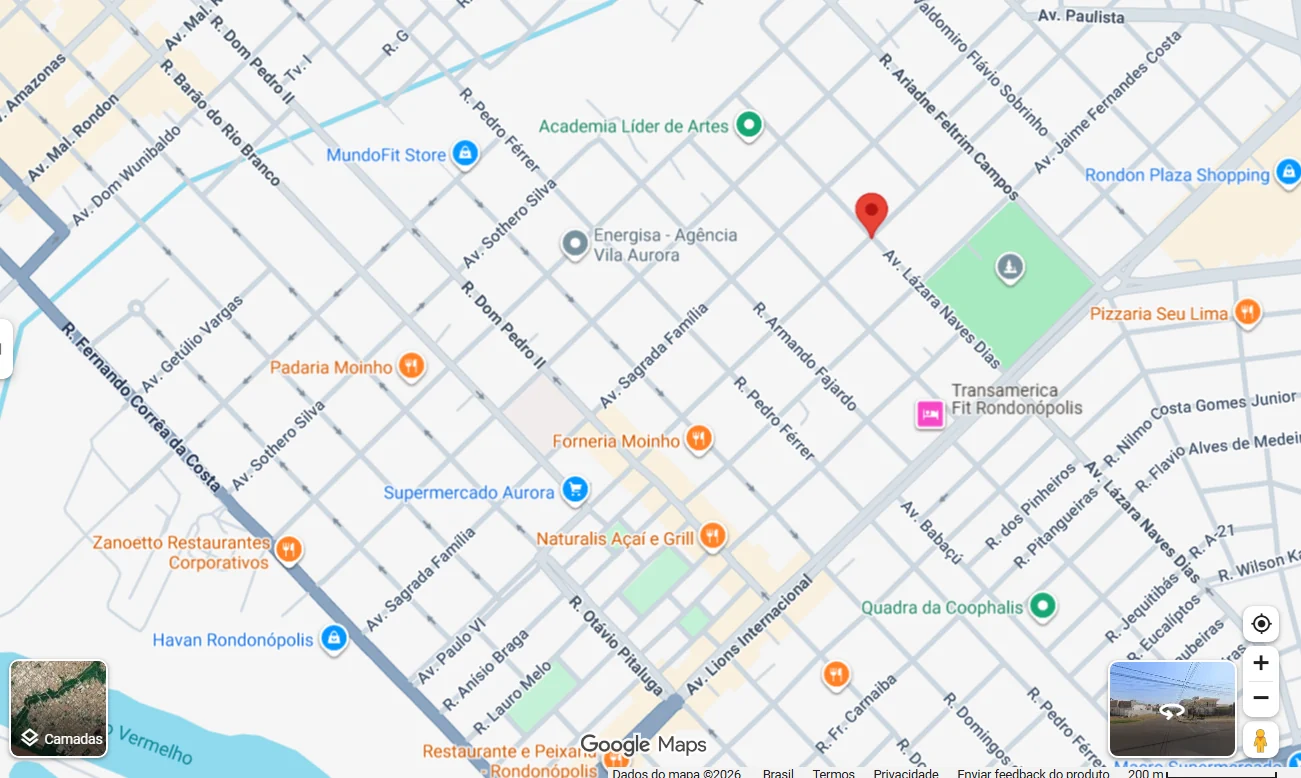 Mapa da região da Avenida Laila Zahran, em Rondonópolis